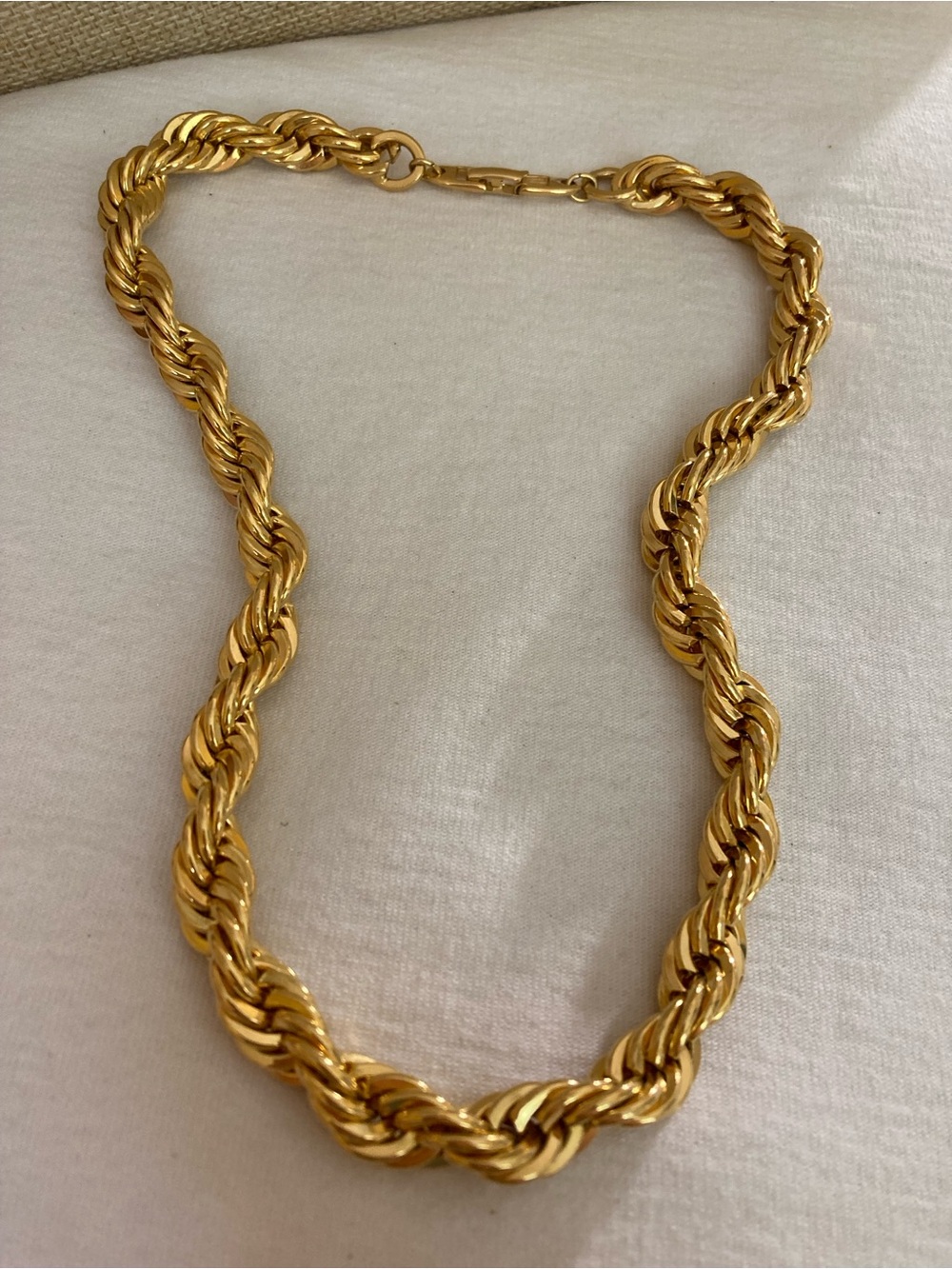 Napier Signed Vintage Chunky Gold Tone Status Rope Chain Necklace